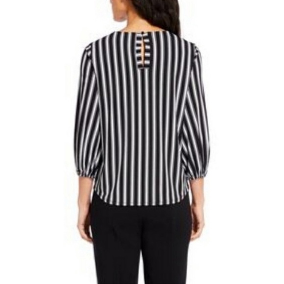 Adrianna Papell Striped Yoke Blouse Size Small - Picture 2 of 8